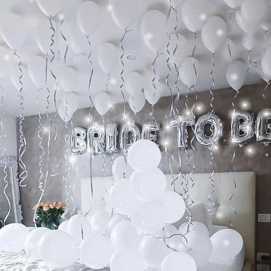 63pcs Silver White Bride To Be Foil Balloons Bridal Bachelor Party